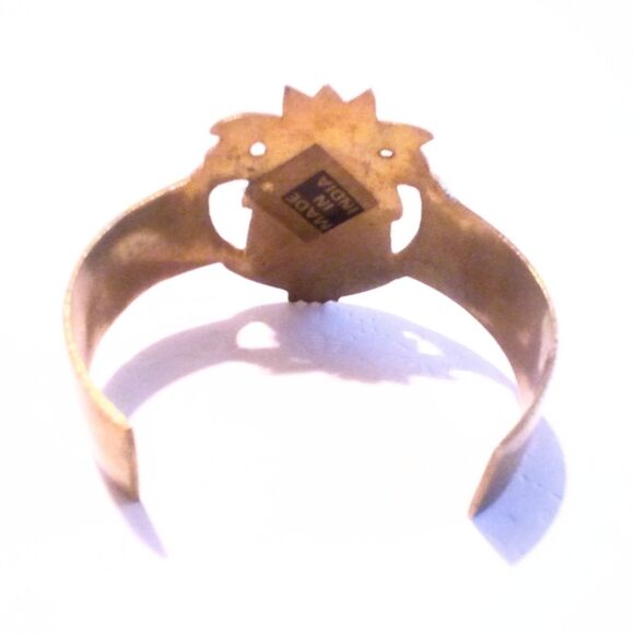 Vintage Tropical Inspired Brass Small Pineapple Cuff Bracelet - Picture 3 of 4